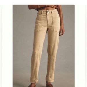 PILCRO The Wanderer Mid-Rise Relaxed-Leg Pants Women's Size 30 Cream